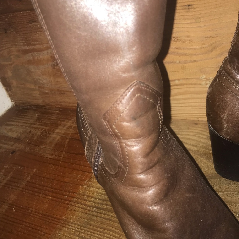 90s Maine Woods Womens Boots Size 8.5 M Brown cowboy Block Heel Vintage - Picture 6 of 7